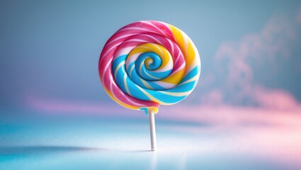Aufkleber - Vibrantly hued spiral lollipop set against a white backdrop