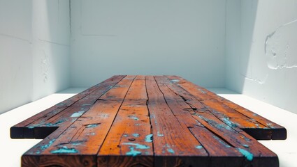 Poster - Display options feature a white background paired with a wooden table surface.