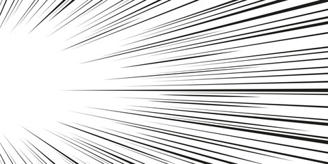 Poster - Comic speed lines radiating from border on white background. Black strokes with dynamic motion effect. Monochrome perspective outlines for manga action sequences or graphic movement illustrations.