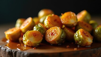 Poster - Delicately fried or roasted Brussels sprouts drizzled with honey glaze