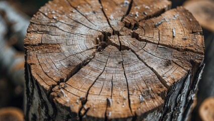 Aufkleber - Detailed view of the wood grain on a sliced tree stump