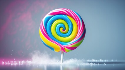 Poster - Vibrant Candy Swirl Lollipop for Kids on Light Background