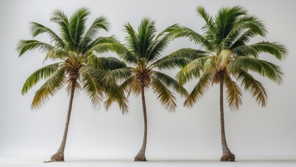 Aufkleber - Three coconut palm trees set against a plain white background.