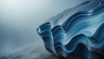 Aufkleber - Close-up view of a rock showcasing shades of blue. The stone exhibits intricate curves and smooth patterns shaped by the ocean's erosive forces. Dramatic texture and colorful water erosion are high...