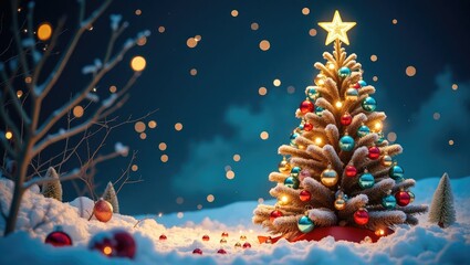 Aufkleber - Outline for Coloring Page Featuring Christmas Decorations: Star, Tree Branch, and New Year Theme for Kids' Coloring Book.