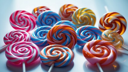 Poster - Vibrant spiral lollipops displayed on a white backdrop