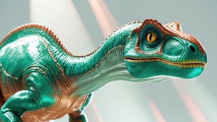 Poster - Dilophosaurus, a theropod dinosaur from the Early Jurassic era (rendered in isolation with shadow on a light backdrop)