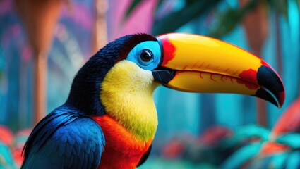 Aufkleber - Vibrant Profile of a Toucan Bird.