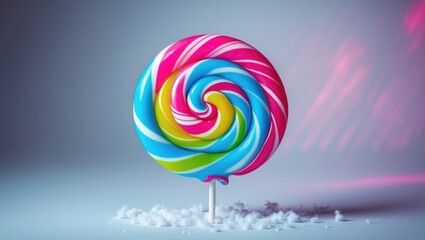 Poster - Vibrant Candy Lollipop for Kids Against a White Background