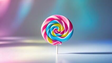 Aufkleber - Vibrant swirl lollipop set against a plain white backdrop