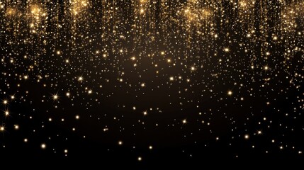 Poster - Sparkling golden particles create a magical atmosphere in a dark background during a celebration or festive event
