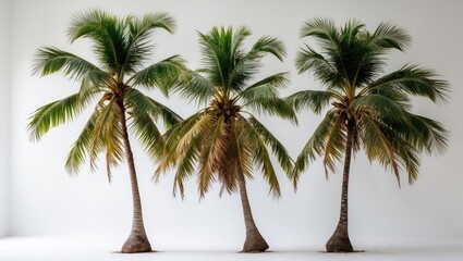 Aufkleber - Three isolated coconut palm trees set against a white background.