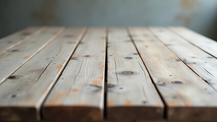 Poster - Surface of a weathered, light-gray wooden table.