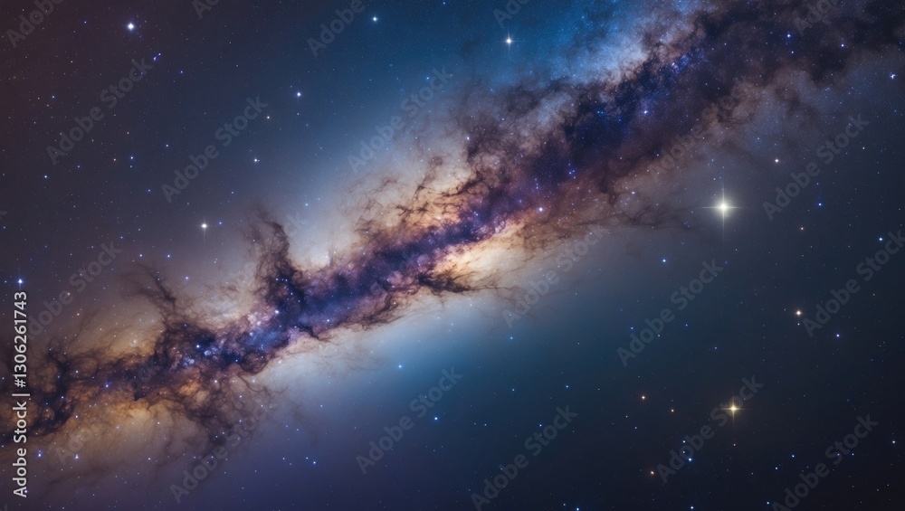 Detailed view of the Milky Way galaxy showcasing stars and cosmic dust ...