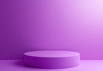 Poster - Minimalist purple backdrop with a circular platform for product presentation, display, or advertising in modern creative space concept