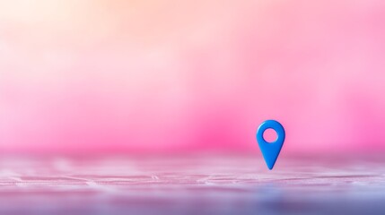 Poster - A glowing blue digital map pin hovers above a smooth gradient backdrop, illustrating contemporary navigation concepts while providing room for text integration