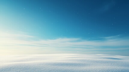 Poster - Gently falling snowflakes create a calm winter landscape under a blue sky, showcasing a tranquil setting filled with seasonal beauty and fresh snow
