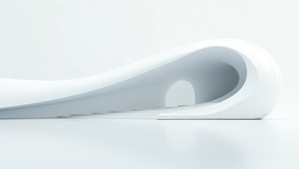 Poster - Abstract architectural backdrop featuring a white curved structure. Modern geometric wall decor design for advanced technology.