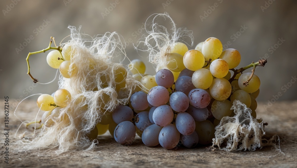 Fungal growth known as 'noble rot' on a cluster of grapes Stock Photo ...