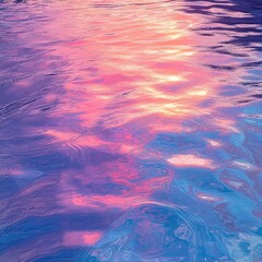Poster - Serene Reflections of Vibrant Colors on a Calm Water Surface at Dusk with a Blend of Pink and Blue Hues for Tranquil and Relaxing Mood