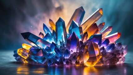 Poster - Abstract geometric art backdrop featuring crystal textures. Smooth, vibrant, and imaginative.