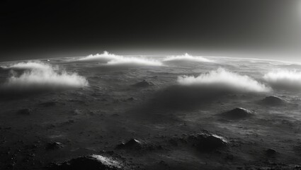 Wall Mural - lonely, rugged planet Mars in the cosmos, extraterrestrial terrain, planetary surface.