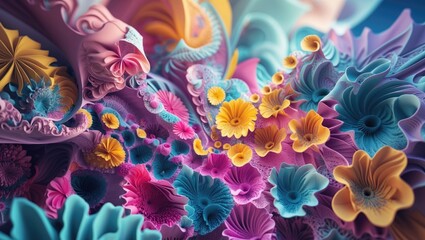 Fototapete - beautiful abstract backdrop featuring contemporary graphic artistry. Vibrant Abstract Composition with Colorful Floral Fractals. Digital fantasy effects abound. modern desktop wallpaper. Creating b...