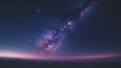 Wall Mural - Milky Way galaxy filled with stars and cosmic dust against a deep night sky with distant planets.