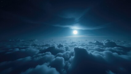 Wall Mural - moonlit sky surrounded by clouds