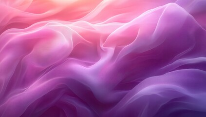 Poster - Soft Flowing Fabric in Sunset Tones of Pink and Purple with Gentle Wave Patterns, Perfect for Abstract Background or Artistic Projects
