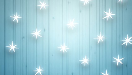 Poster - Continuous Pattern (Triangular Shapes, White Star Illumination on Blue Background, Wood Texture)