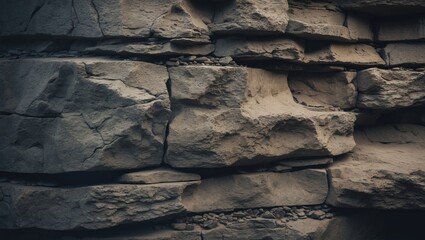 Aufkleber - Seamless texture of a rocky stone wall, stone background, grey rock brick structure, natural stone pattern.