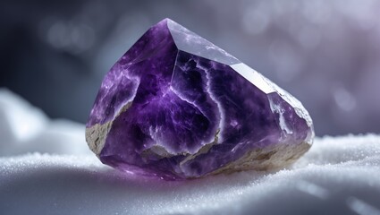 Poster - Unrefined Brazilian amethyst crystal set against a white backdrop