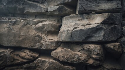 Aufkleber - Seamless texture of a rock stone wall, background of stone bricks, natural gray rock wall pattern.