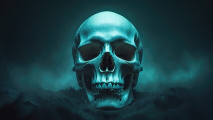 Poster - Skull on a dark backdrop Image