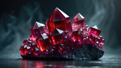 Aufkleber - Ruby elbaite crystal cluster from the Malkhan pegmatite region in eastern Russia.
