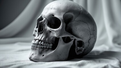 Aufkleber - Human skull displayed against a light backdrop.