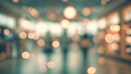 Poster - Background with abstract blur and bokeh effects in a shopping center or exhibition hall. (Vintage style)