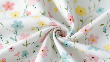 Poster - Repeating floral motif, small vibrant flower design, fabric print.