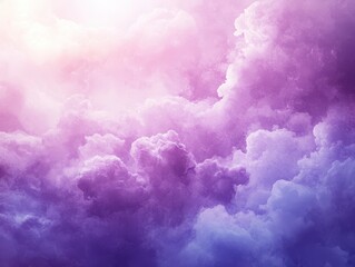 Poster - Stunning pastel clouds in dreamy hues of purple and pink with soft lighting, creating an ethereal atmosphere for backgrounds and artistic designs