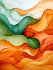Poster - nature-inspired abstract patterns, flowing organic textures, deep forest greens and warm autumn hues