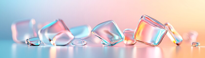 Poster - Holographic prismatic patterns, iridescent reflections, rainbow-like shimmering effects, futuristic and ethereal ambiance, ultra-HD texture depth, mesmerizing composition