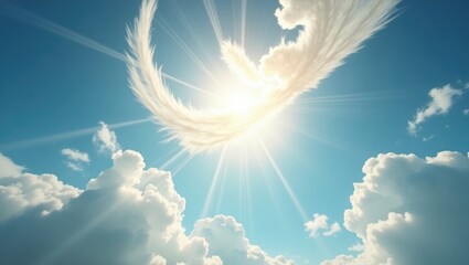 Poster - Ethereal white beams shining against a sky background.
