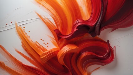 Poster - vibrant swirls in red and orange against a pale background; a pattern for design elements.