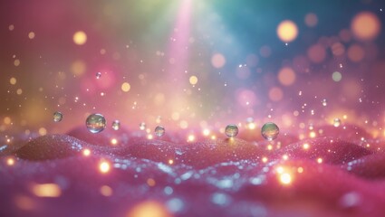 Poster - Colorful bokeh texture with soft focus. Hazy bright backdrop with rounded light spots.