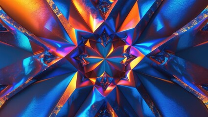 Poster - Geometric abstract background featuring a vibrant kaleidoscope of colors and textures.