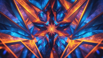 Poster - Vibrant kaleidoscopic geometric background featuring an abstract texture.