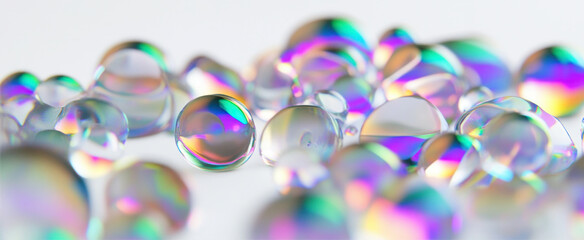 Poster - Iridescent holographic fluid white background