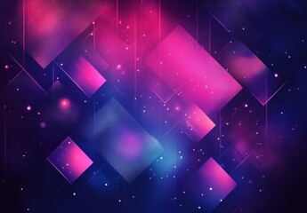 Poster - Vibrant Abstract Background with Geometric Shapes, Pink and Purple Hues, Stars and Sparkles for Creative Digital Art Projects and Design Layouts