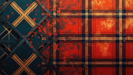 Poster - Vivid checkered design, a retro plaid background, and a geometric tartan illustration serve as instances of concept art for wallpaper themes.